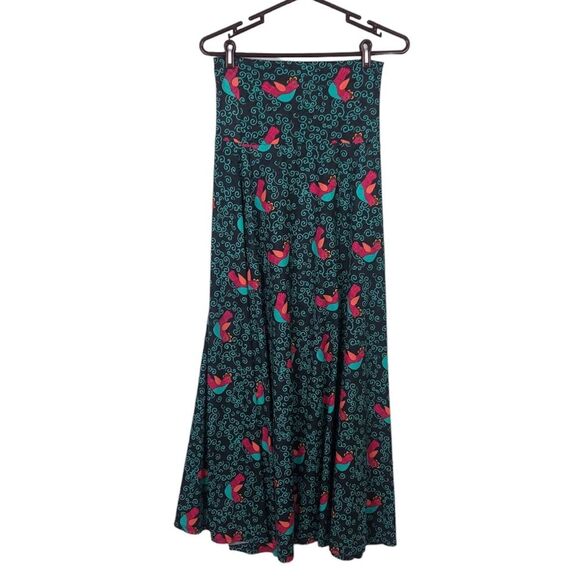 Lularoe Green Scroll Bird Maxi Skirt Women's Size XS - Picture 1 of 4